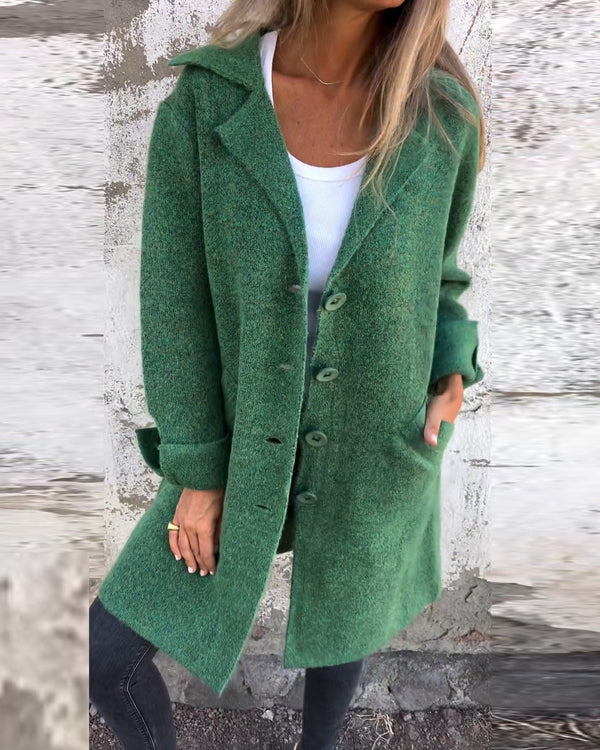 Casual Lapel Wool Single Breasted Long Coat