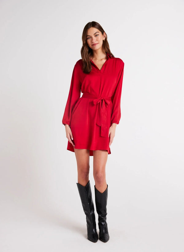 Bell Belted Pullover Shirt Dress